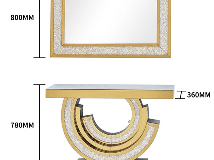 Gold Spiral Mirror with Console Table