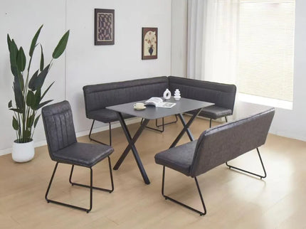 Monaco Black Dining Table with Corner Bench Seating