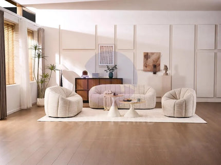 Serum Beige Bouclé Curved 2-Seater Sofa