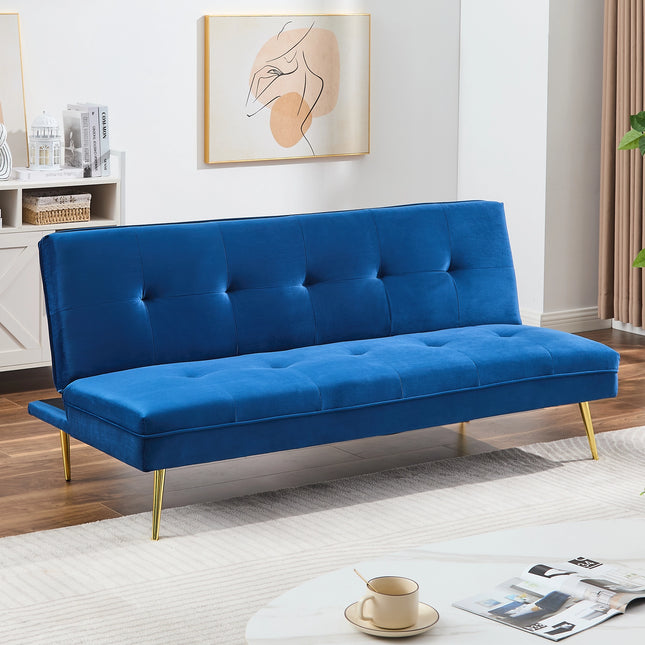 Adjustable 3 Seater Blue Sofa Bed Click Clack