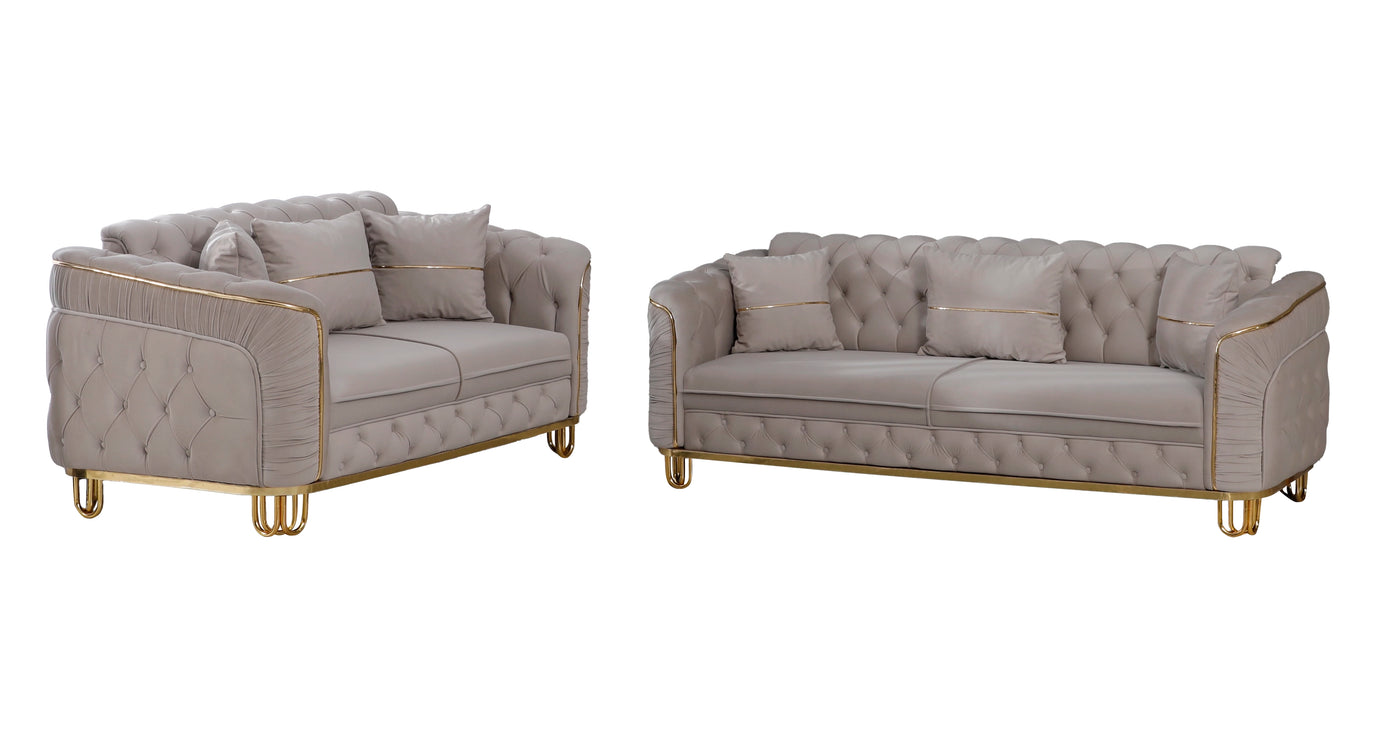 ALMERA Beige Velvet Living Room Furniture