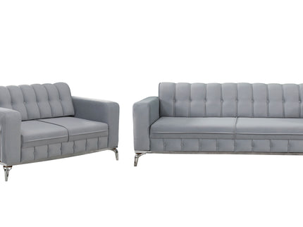 BERLIN Grey Velvet with Chrome Detailing