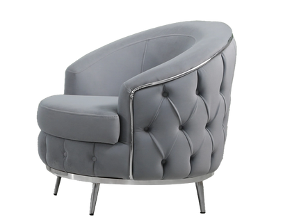 BERLIN Grey Velvet with Chrome Detailing