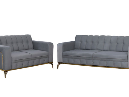 BERLIN Grey Velvet with Gold Detailing